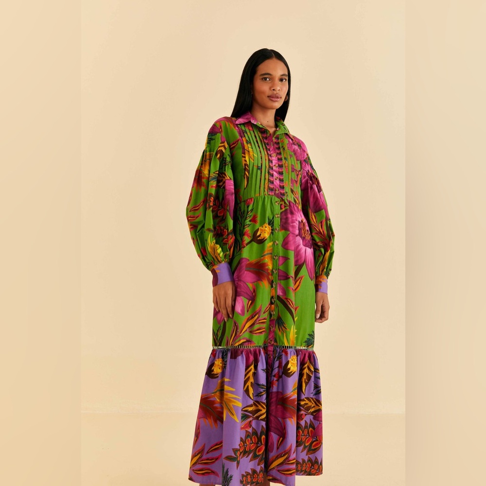 FARM Rio Green and Purple Floral Maxi Dress - Picture 2 of 6